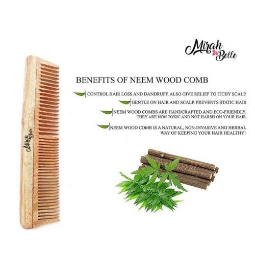 Buy Handmade Neem Wood Comb - Prevents Dandruff - Mirah Belle