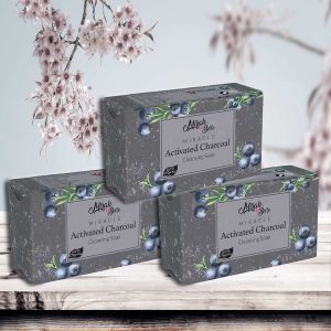 Activated Charcoal Soap Bar (Pack Of 3) - Clogged Pores And Blackheads - Natural- 375 Gms