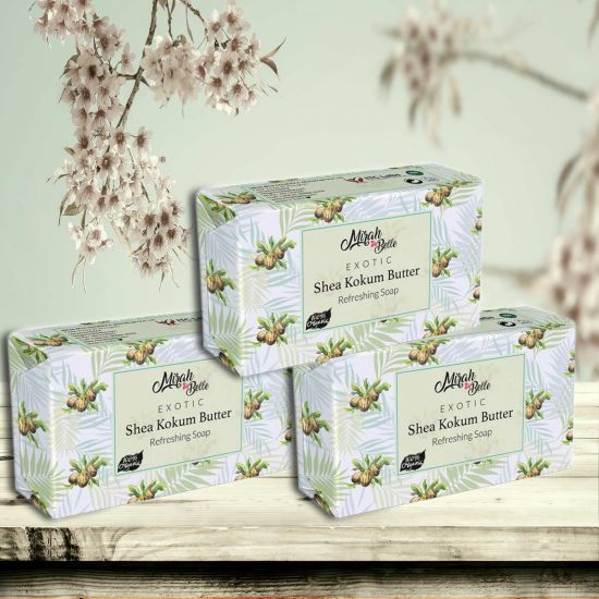 Shea - Kokum Butter Soap (Pack of 3) - Dry Skin - Natural, Handmade - 375 gms